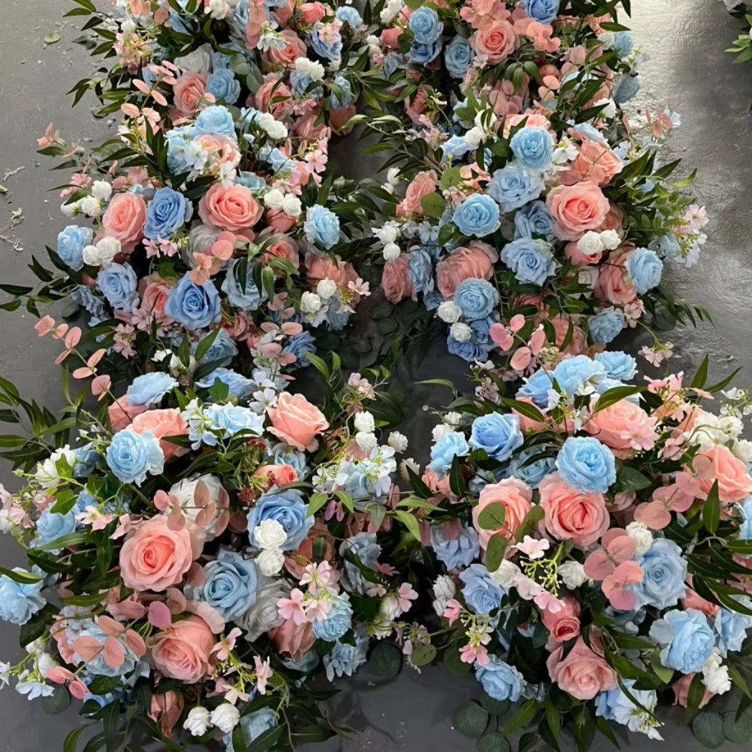 Pink & Blue Wild Rose Greenery Premium Flower Ball - 1049