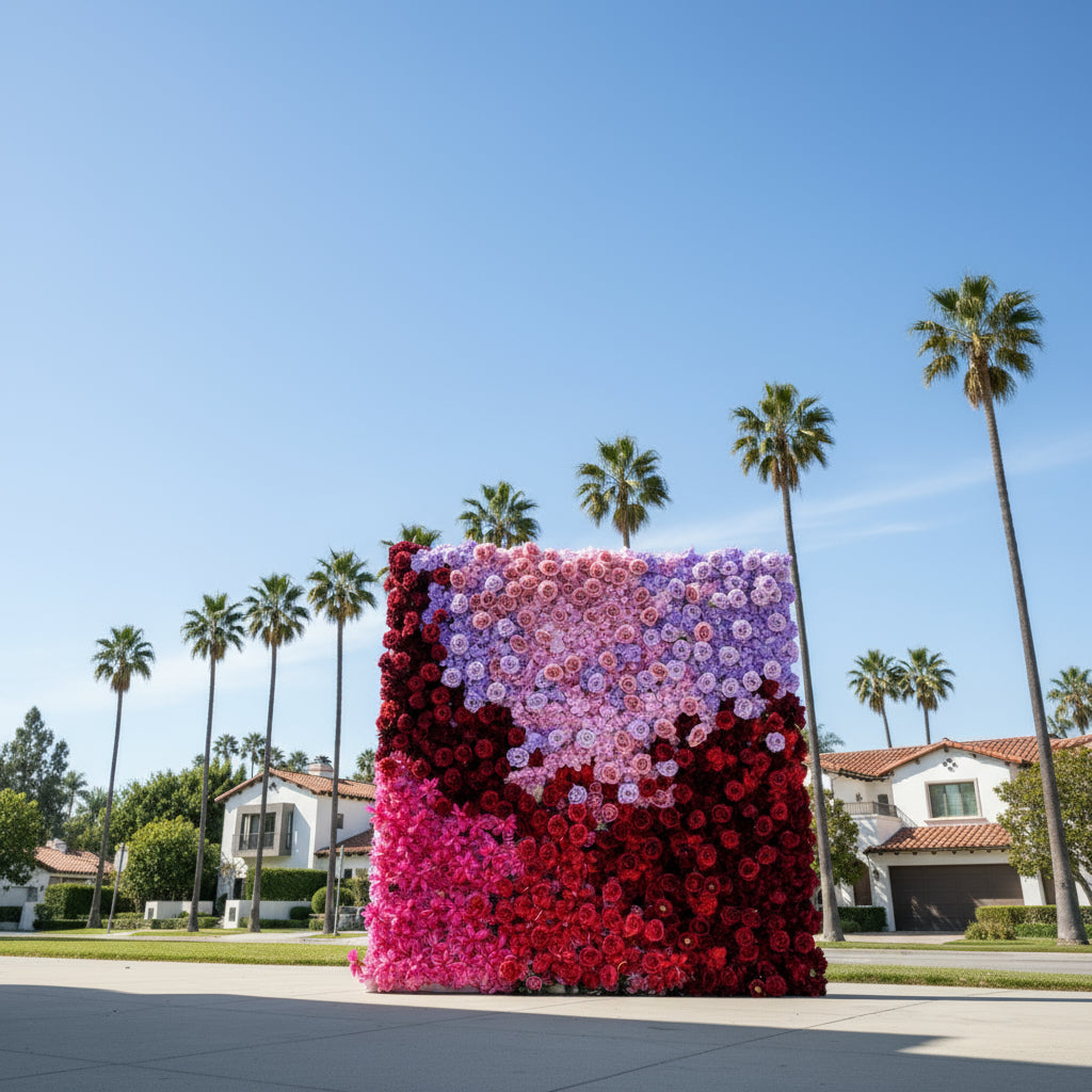 Pink, Purple and Red Premium Rose Flower Wall - 326