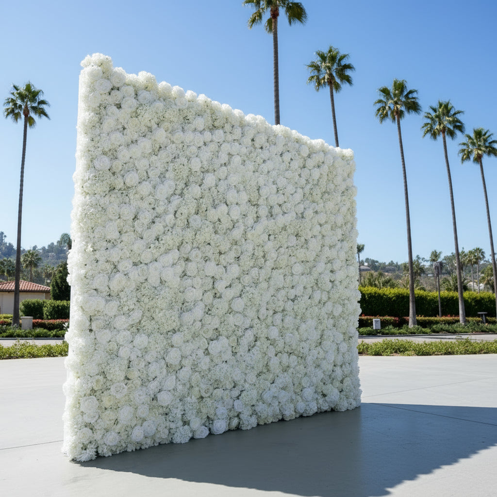 Classic White Rose Hydrenga Flower Wall - 001