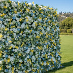 Yellow & Blue Greenery Premium Flower Wall - 322