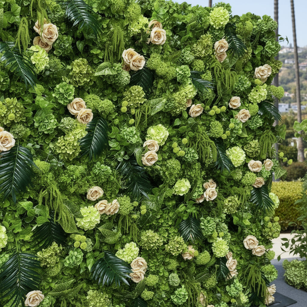 Tan Rose Greenery Moss Premium Flower Wall - 517