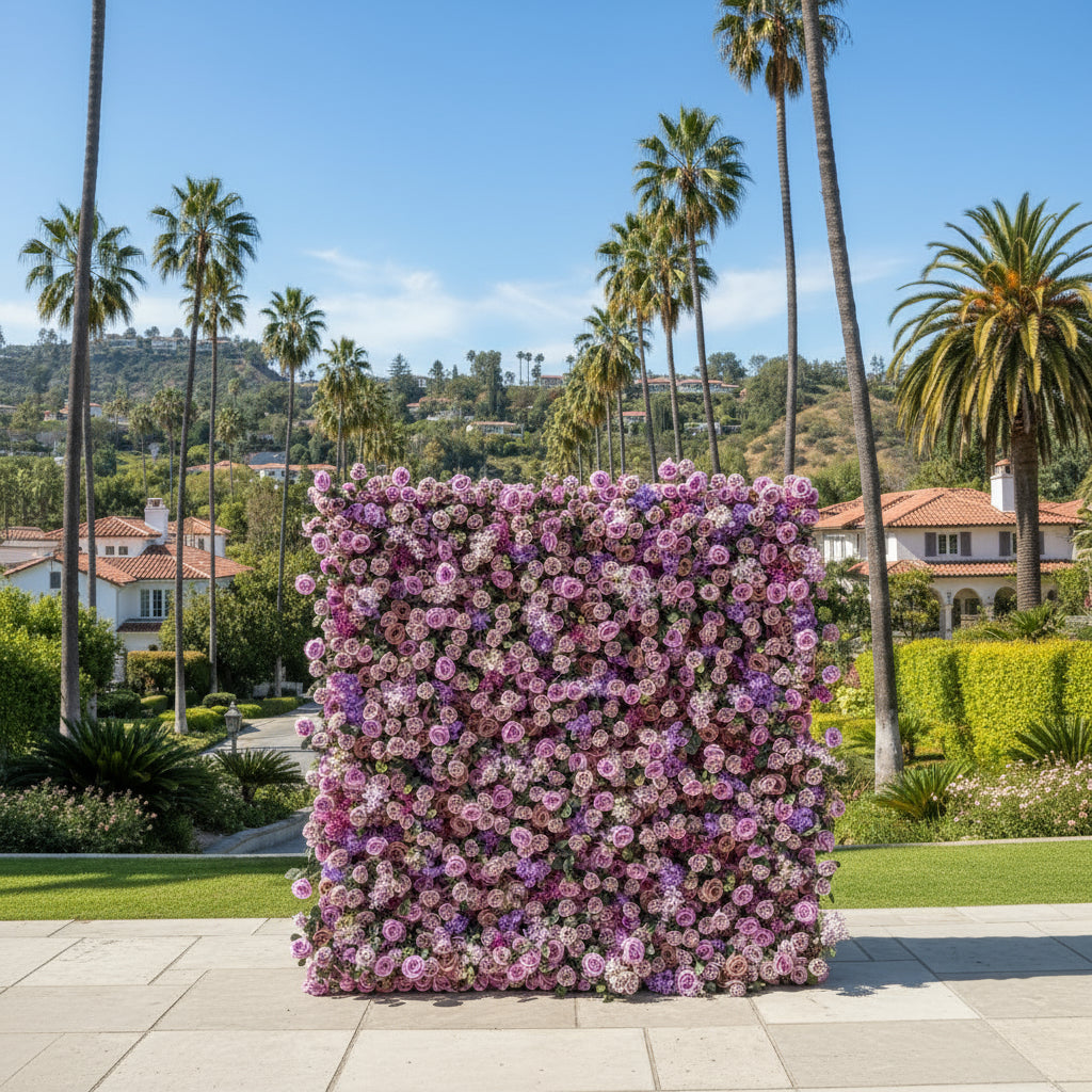 Purple Lavender Wild Rose Premium Flower Wall - 153