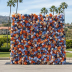 Orange, White & Blue Rose Premium Flower Wall - 155