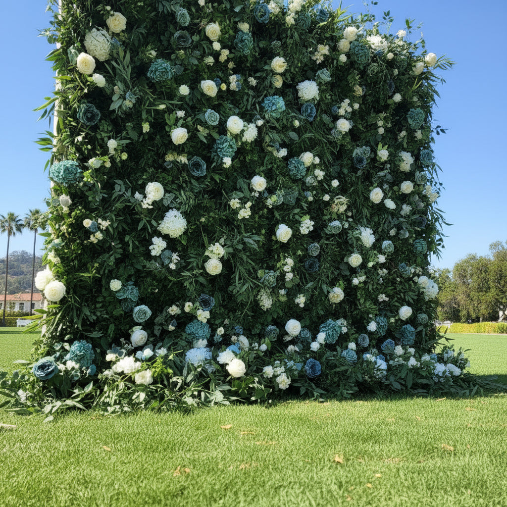 Into The Meadow Greenery Blue Rose Flower Wall - 055