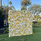 Yellow & White Wild Rose Premium Flower Wall - 123