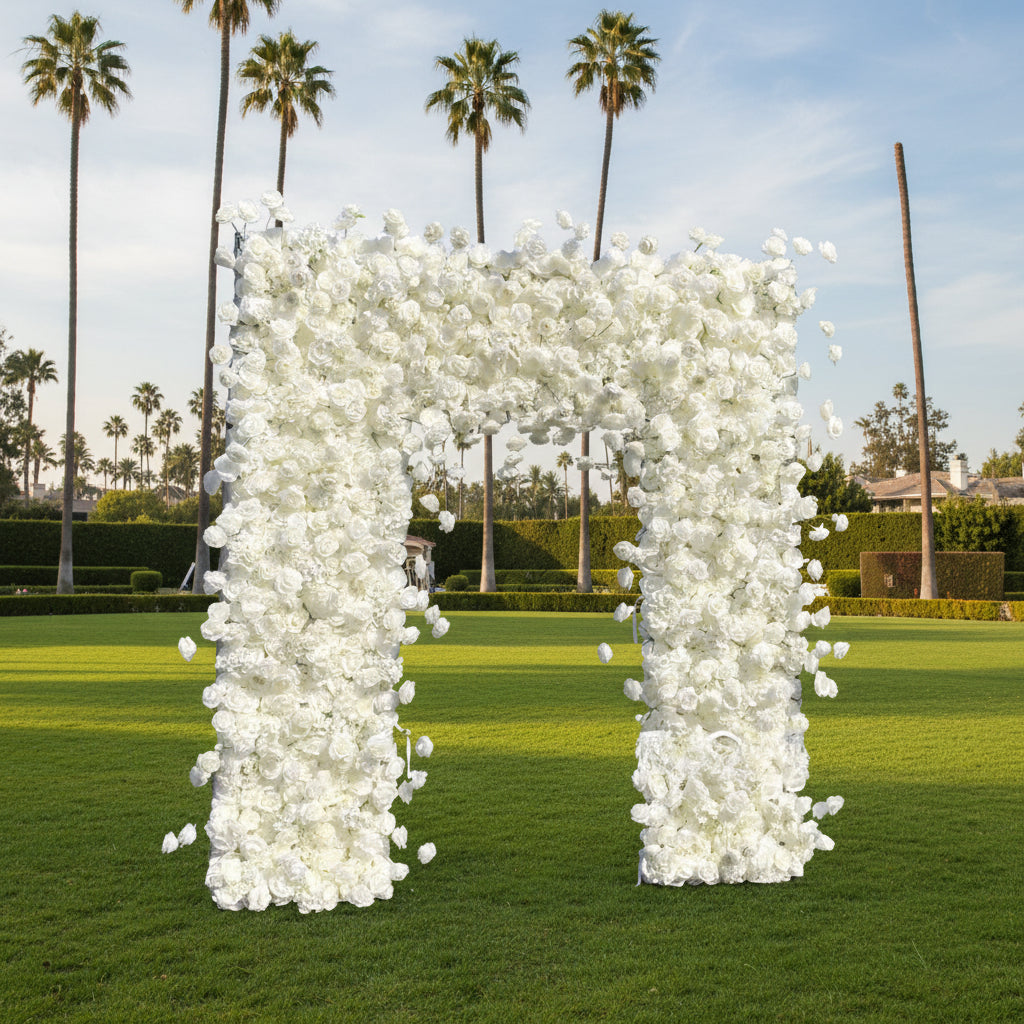 White Wild Rose Premium Floral Square Arch - 5001