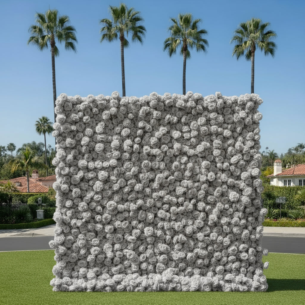 Light Grey Wild Rose Flower Wall Backdrop - 239