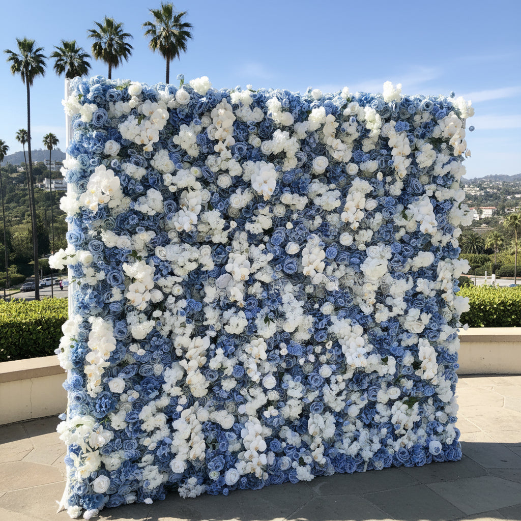 Dripping Florals Blue and White Premium Flower Wall - 145