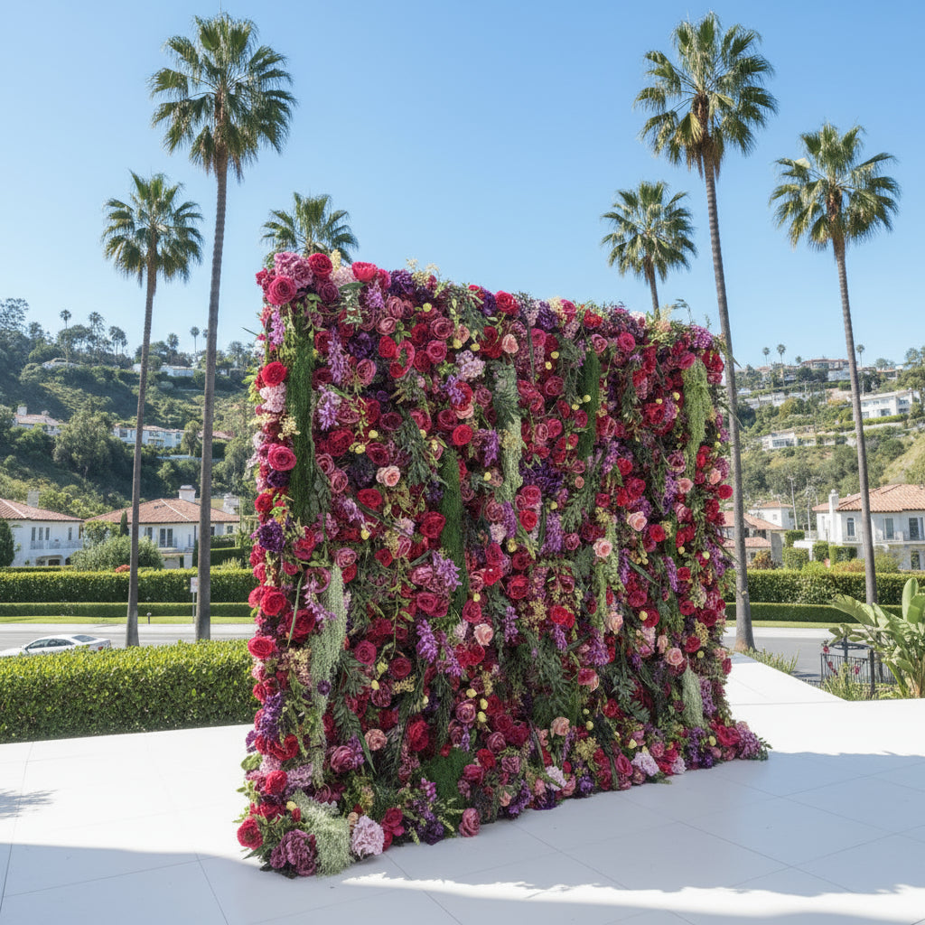 Dripping Florals Pink & Purple Premium Flower Wall - 185