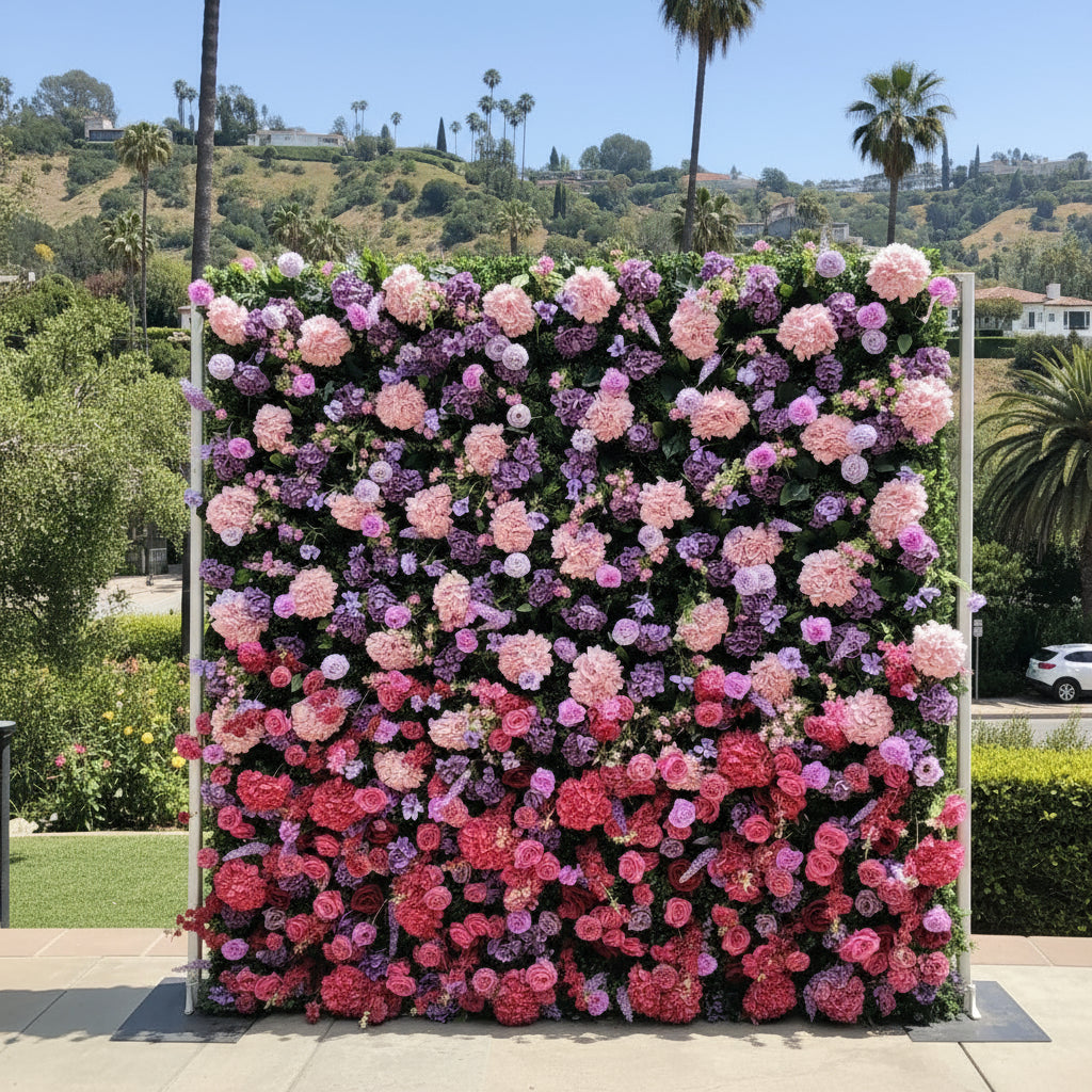 Purple & Pink Wild Hydrengea Premium Flower Wall - 223