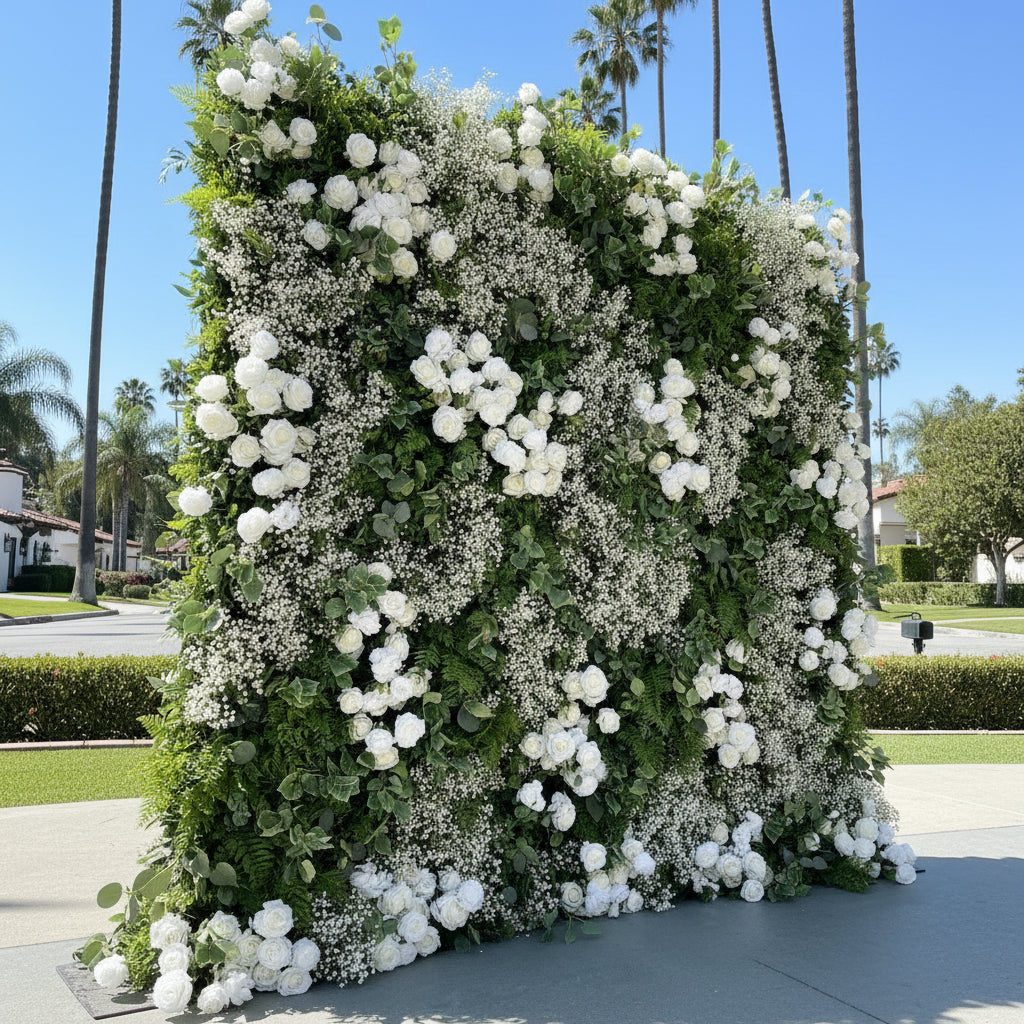 Green & White Baby's Breath Premium Flower Wall - 233