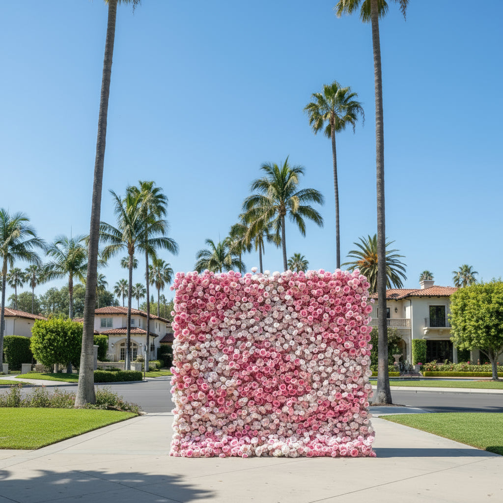 All Pink Wild Rose Premium Flower Wall - 028