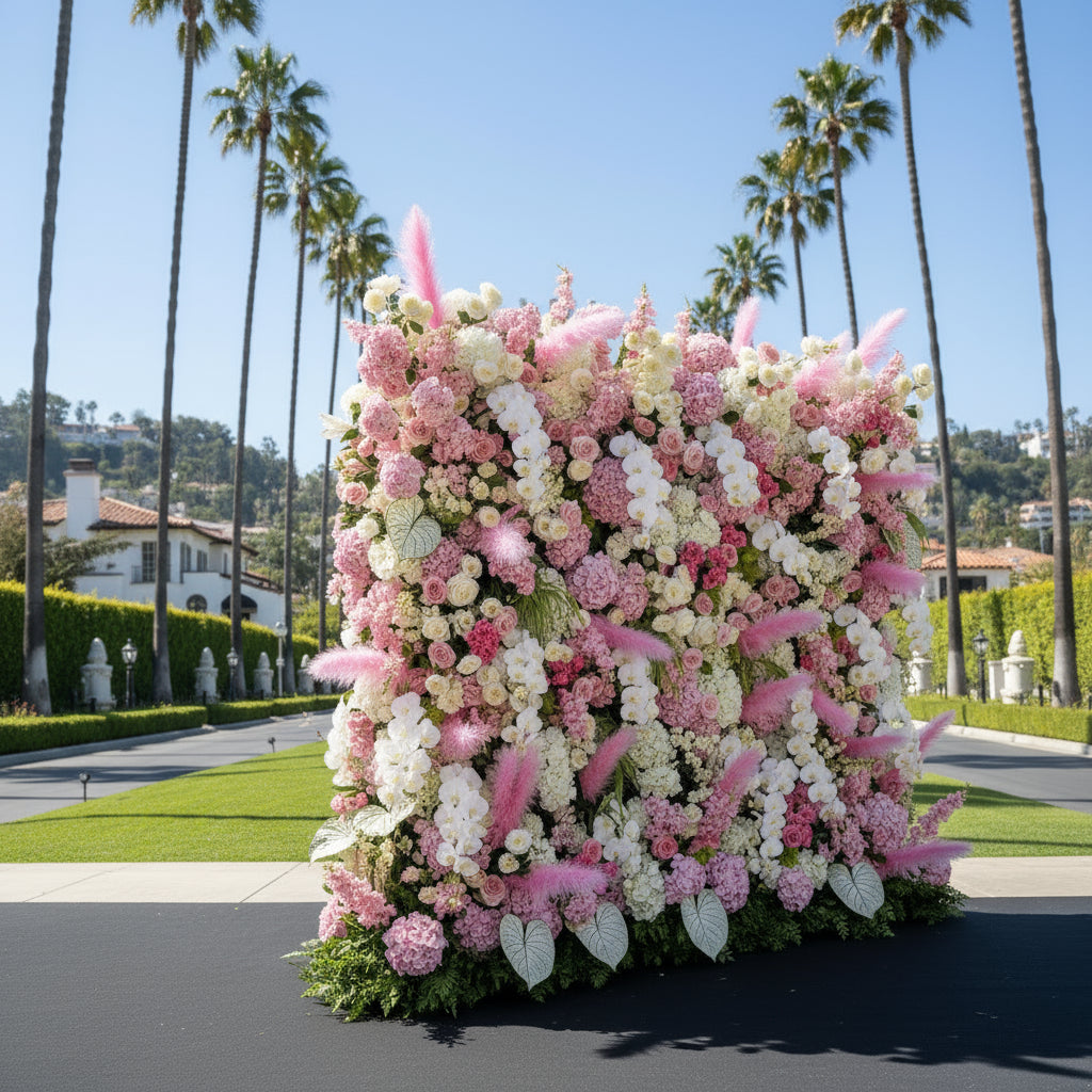 Dripping Pink and Cream Deluxe Premium Flower Wall Backdrop - 330