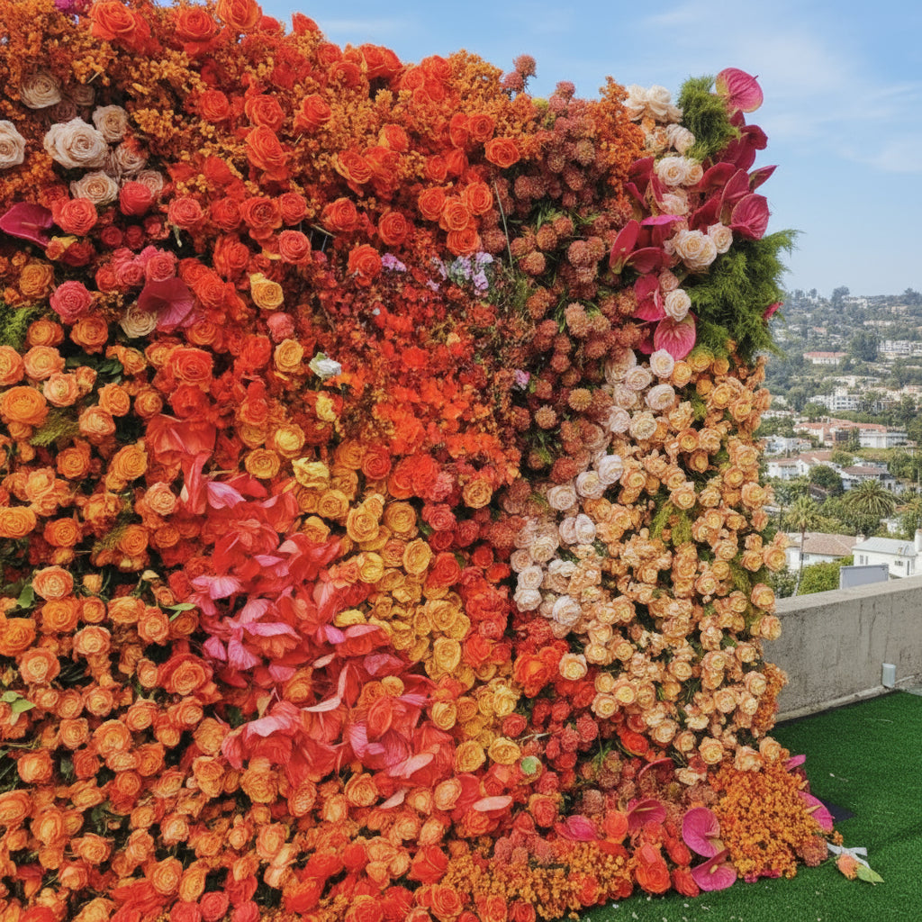 Orange, Brown and Pink Premium Flower Wall - 213