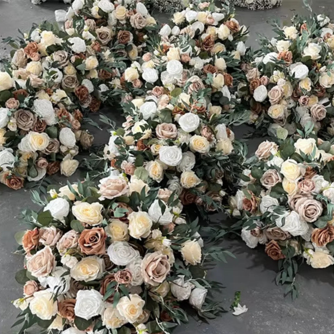 Brown & White Ivory Greenery Premium Flower Ball - 1018