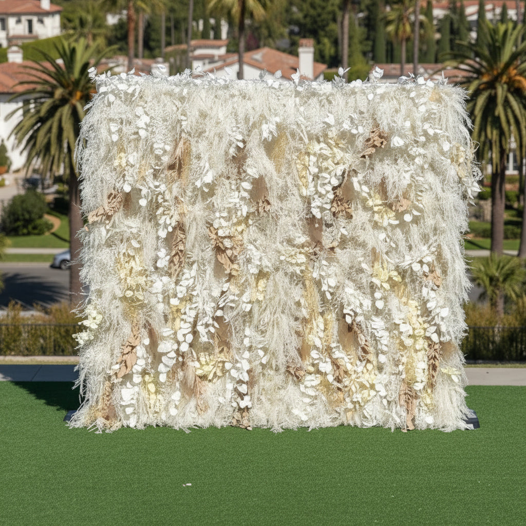 Into The Meadow White Ivory & Light Brown Flower Wall - 234