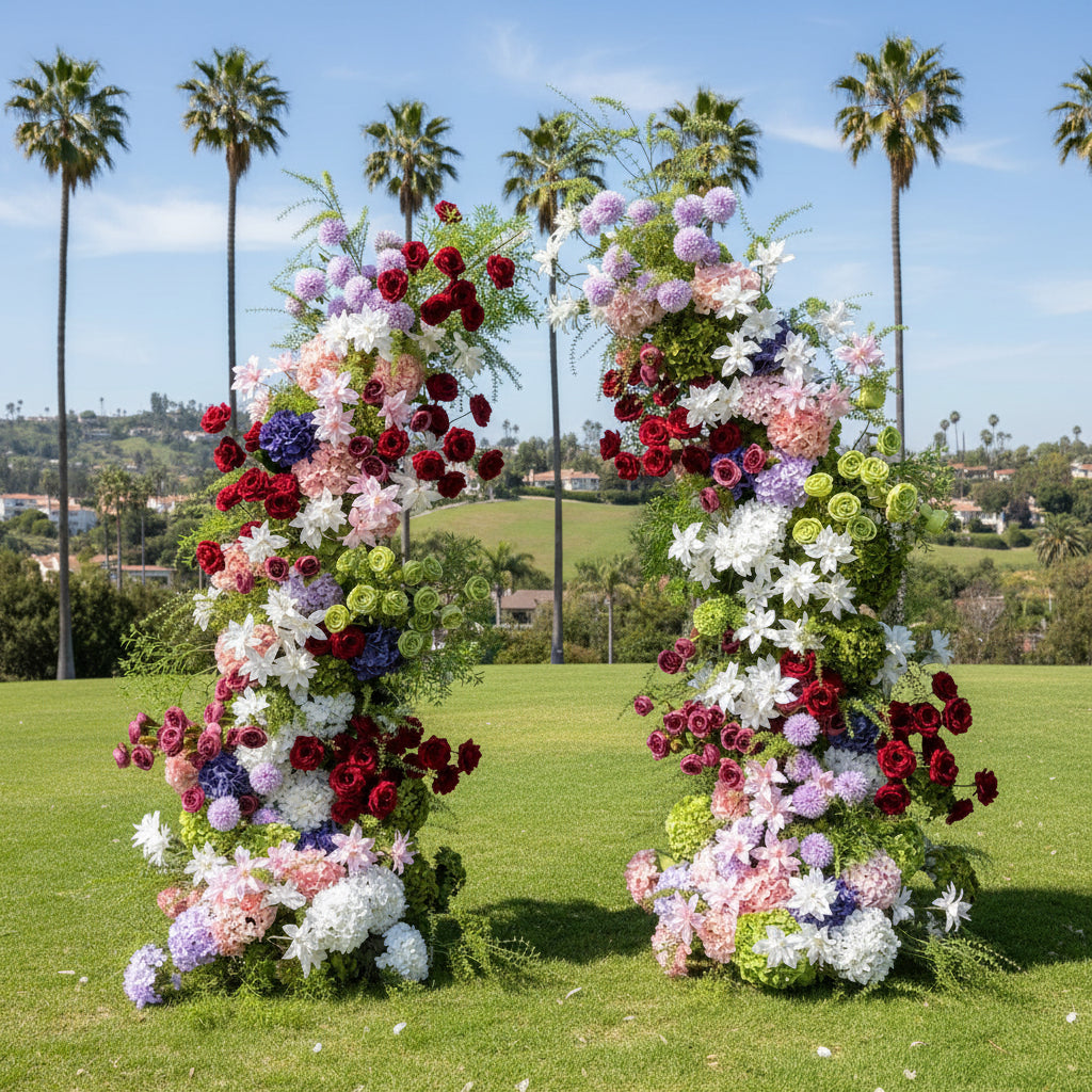 Red, Green, White and Purple 2 Piece Premium Flower Horn Arch Set - 4597