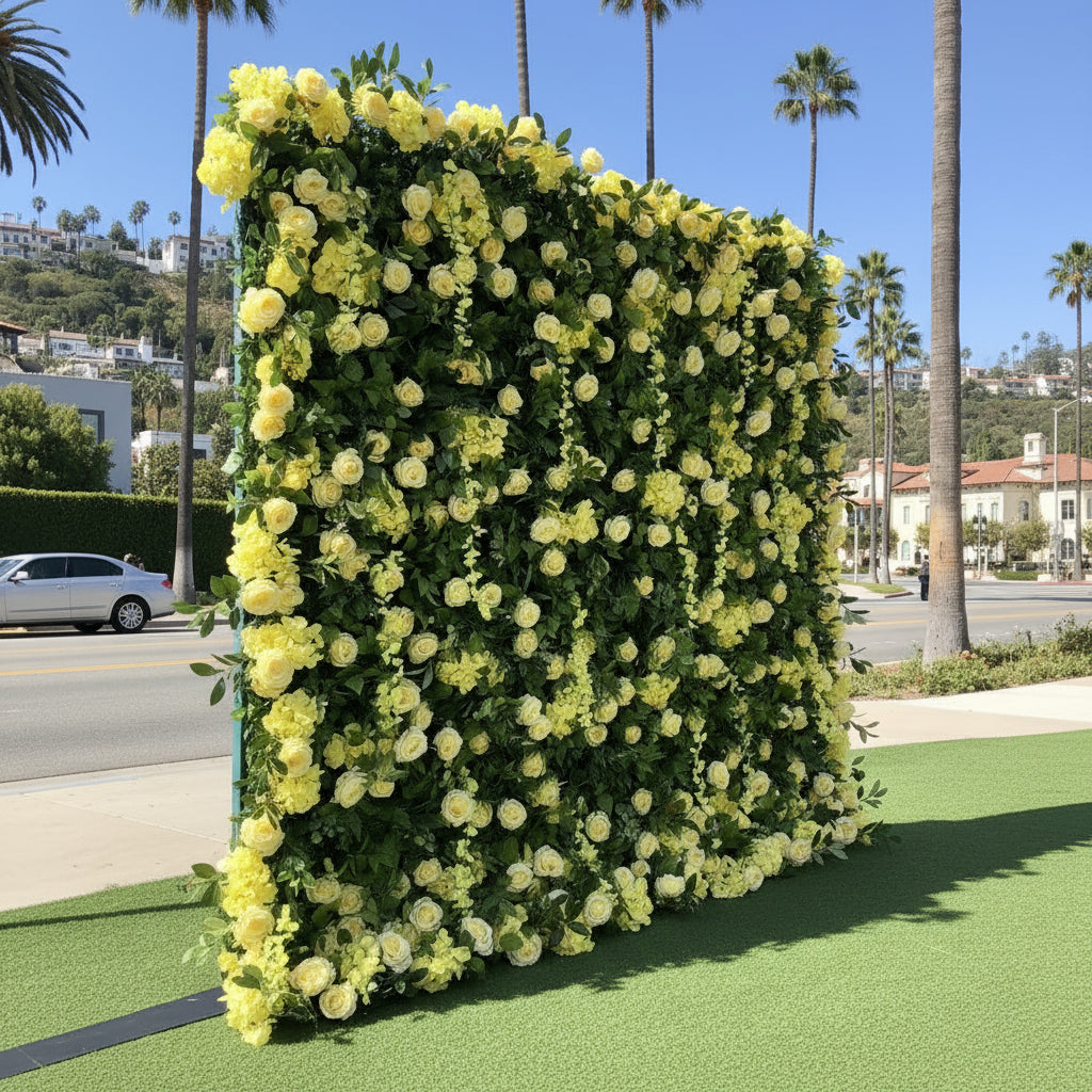 Dripping Yellow Premium Floral Greenery Wall - 098