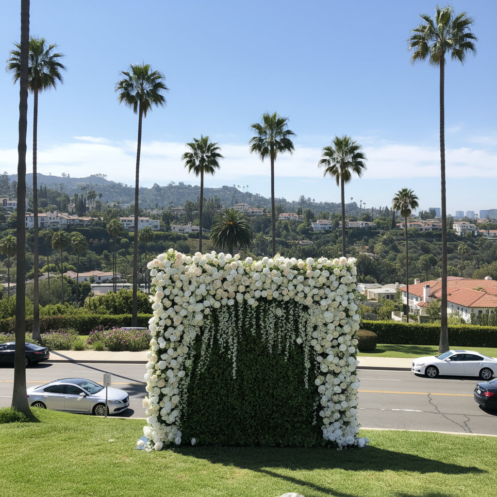 Dripping White Rose Premium Greenery Flower Wall - 533