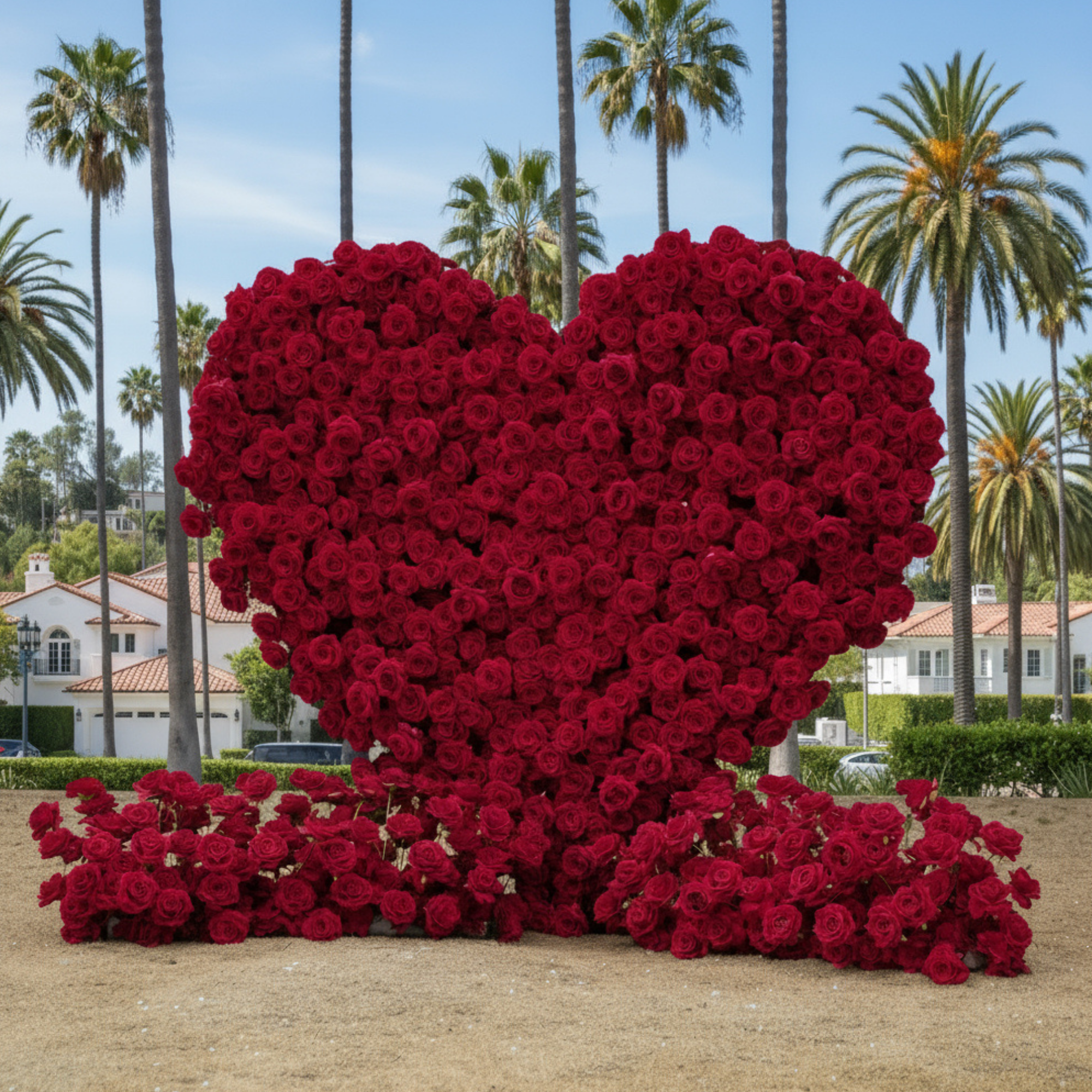 Dark Red Premium Wild Rose Heart Flower Arch #4904