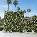 Multi Color Greenery and Pink Blush Rose Premium Flower Wall - 537