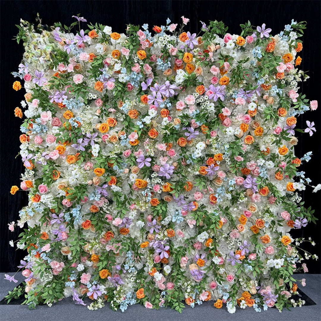 Pink, Purple, Orange and White Premium Flower Wall - 274