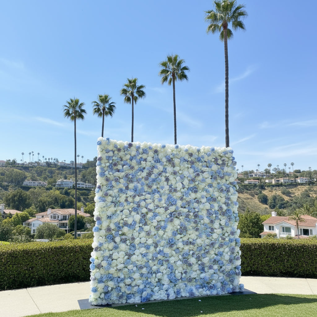 Blue, White and Purple Wild Rose Premium Flower Wall - 226