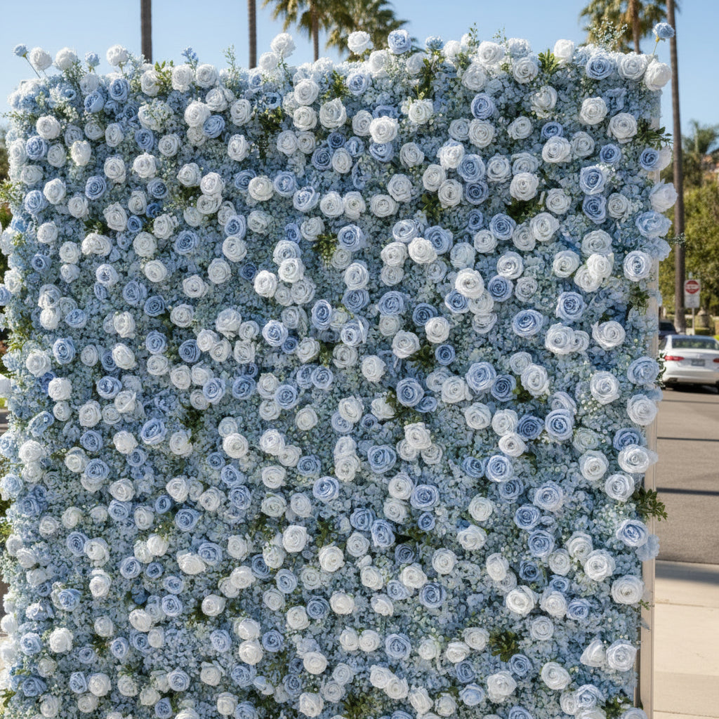 Babys Breath Blue Wild Rose Flower Wall - 064