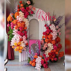 Pink, Orange, Red and Greenery Premium Floral Flower Arch - 4557