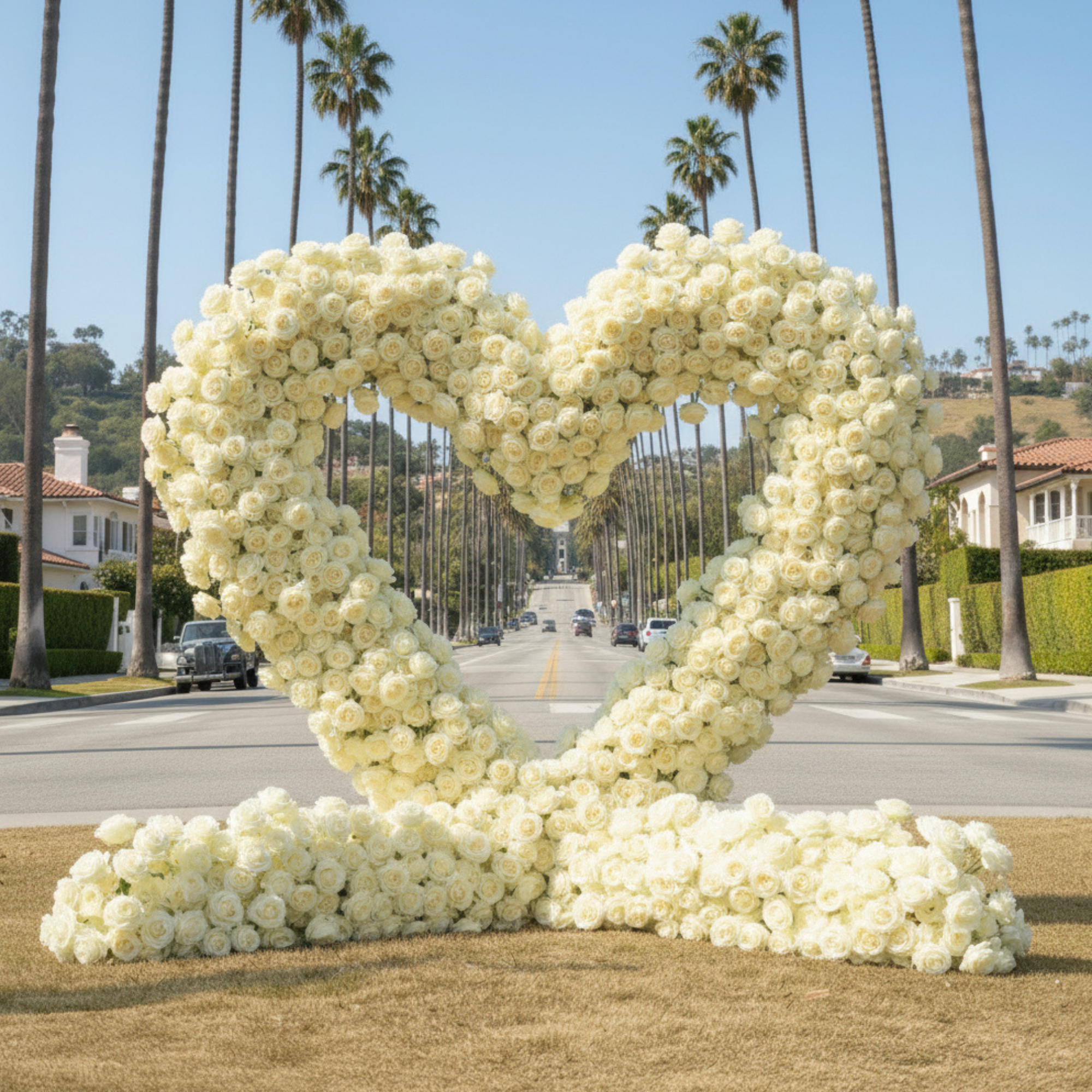 Ivory Premium Deluxe Rose Heart Flower Arch #4917