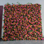 Orange and Hot Pink Deluxe Wild Rose Premium Flower Wall - 181