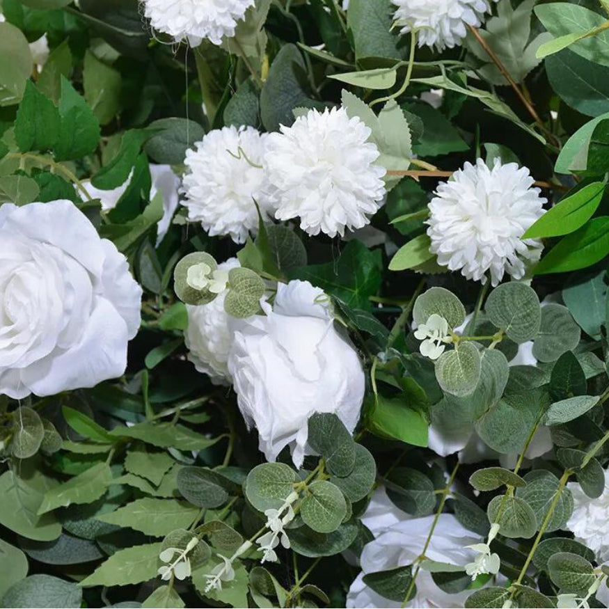 Wild White Rose Greenery Premium Floral Circle Arch - 4802