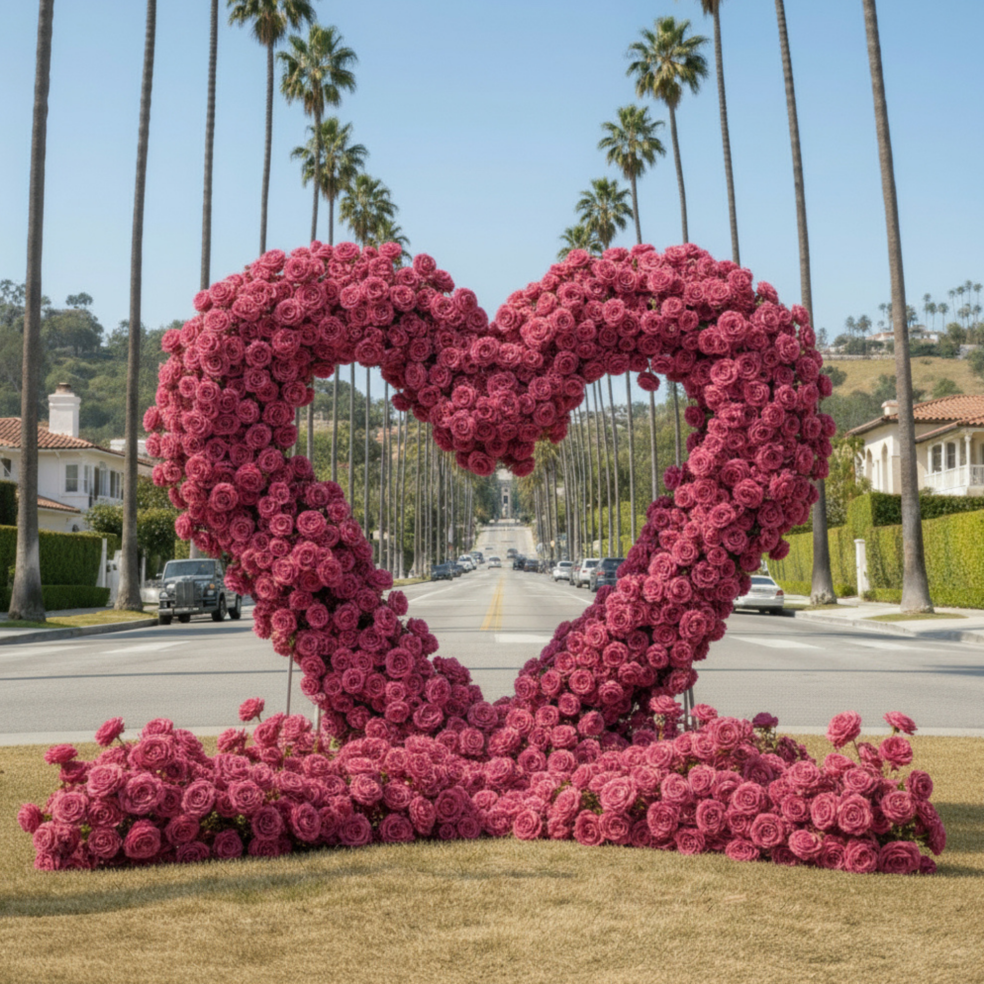Dark Pink Premium Deluxe Rose Heart Flower Arch #4919