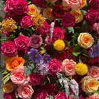 Pink, Orange & Yellow Wild Rose Premium Flower Wall - 121