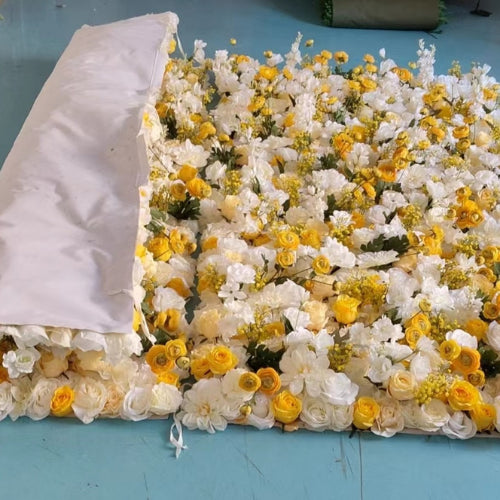 Yellow & White Wild Rose Premium Flower Wall - 123