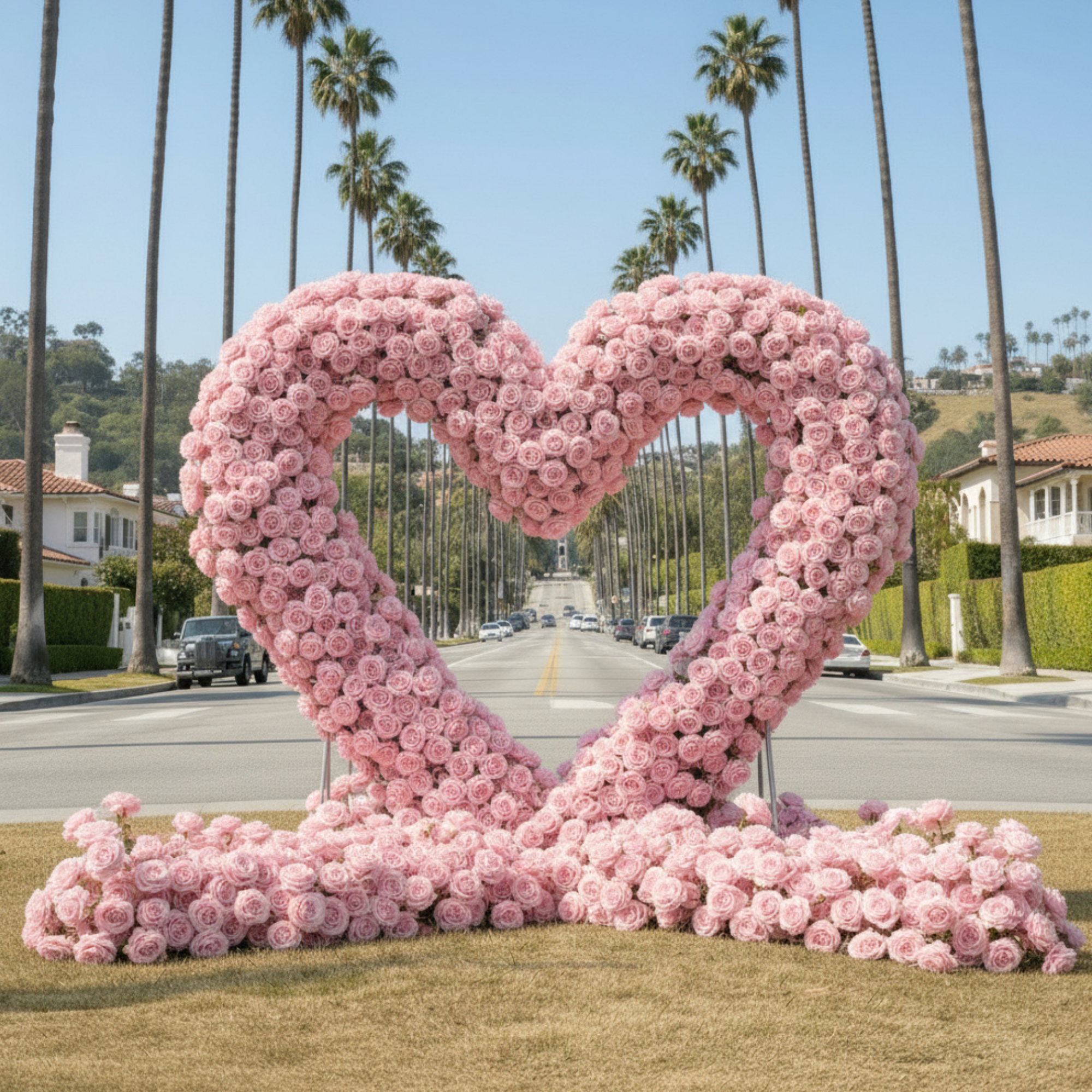 Light Pink Premium Deluxe Rose Heart Flower Arch #4920