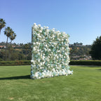 Babys Breath White and Blue Rose Flower Wall - 063