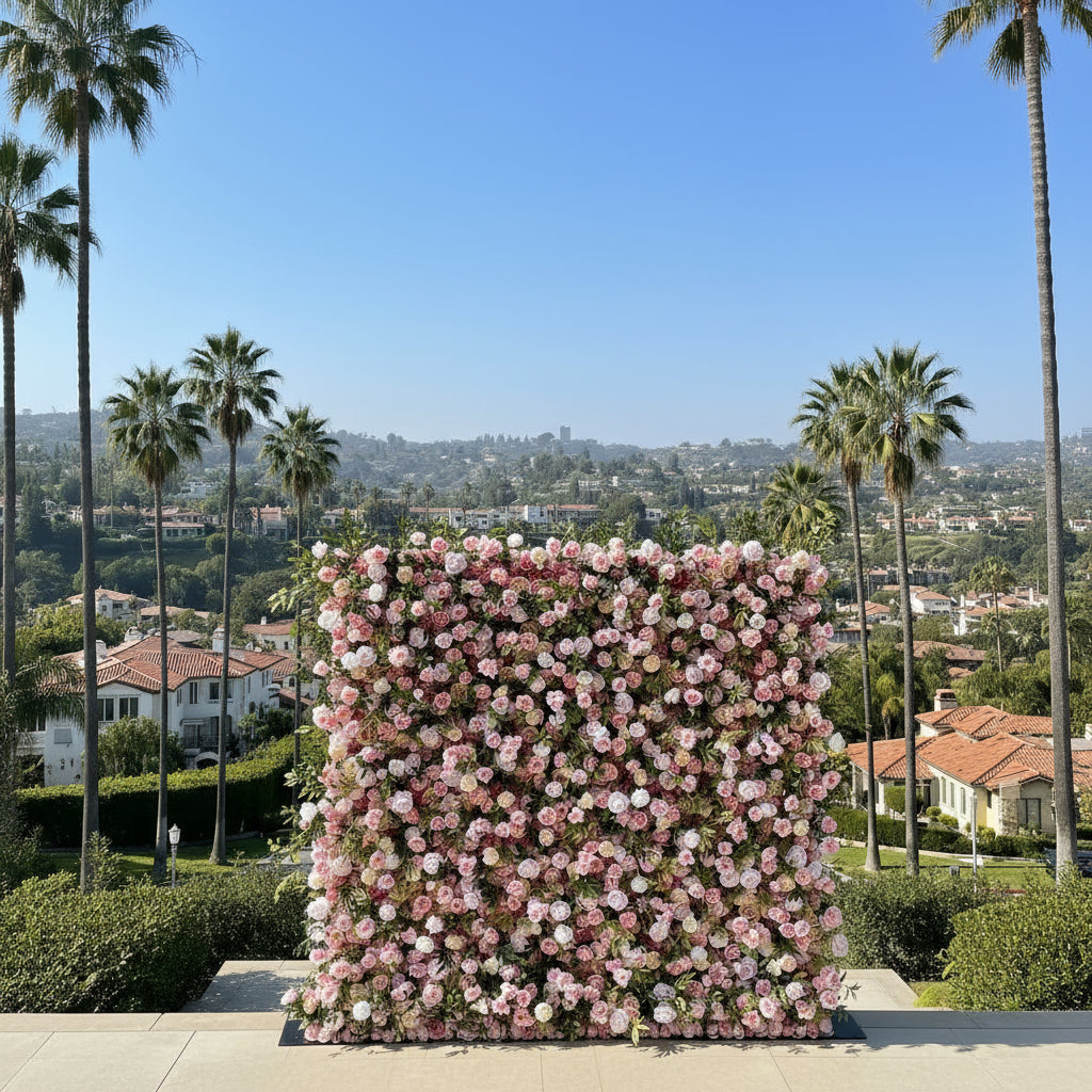 Pink & Green Rose Premum Flower Wall - 152