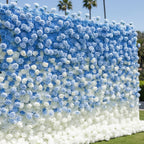 Baby Blue & White Premium Ombre Flower Wall - 114