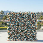 Pink, Cream & Blue Wild Rose Premium Flower Wall - 174