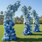 Light and Dark Blue Cream Premium 2 Piece Flower Horn Arch Set - 4598