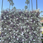 Baby's Breath White & Lavender Rose Flower Wall - 065