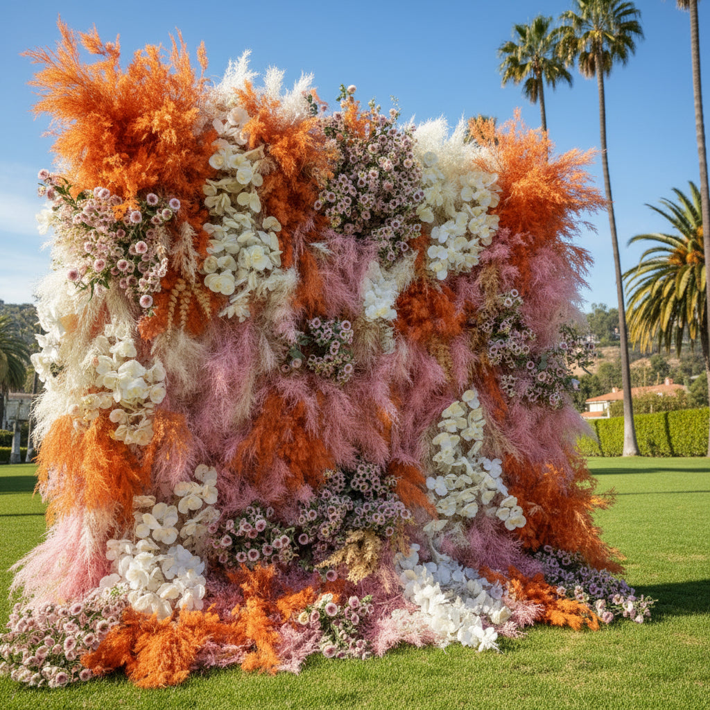 Into the Meadow Premium Orange & Pink Flower Wall - 115