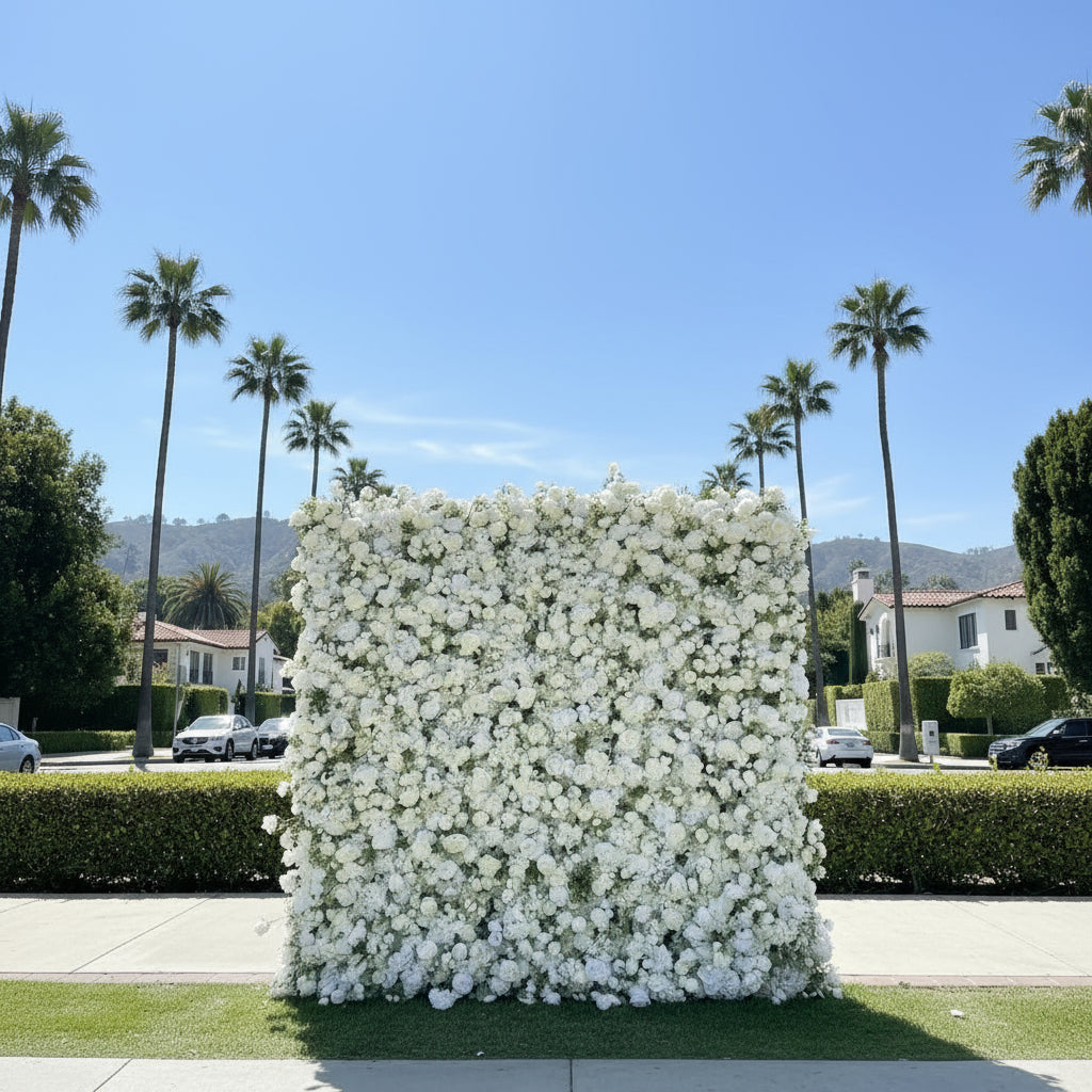 Deluxe Wild White and Greenery Premium Flower Wall- 087