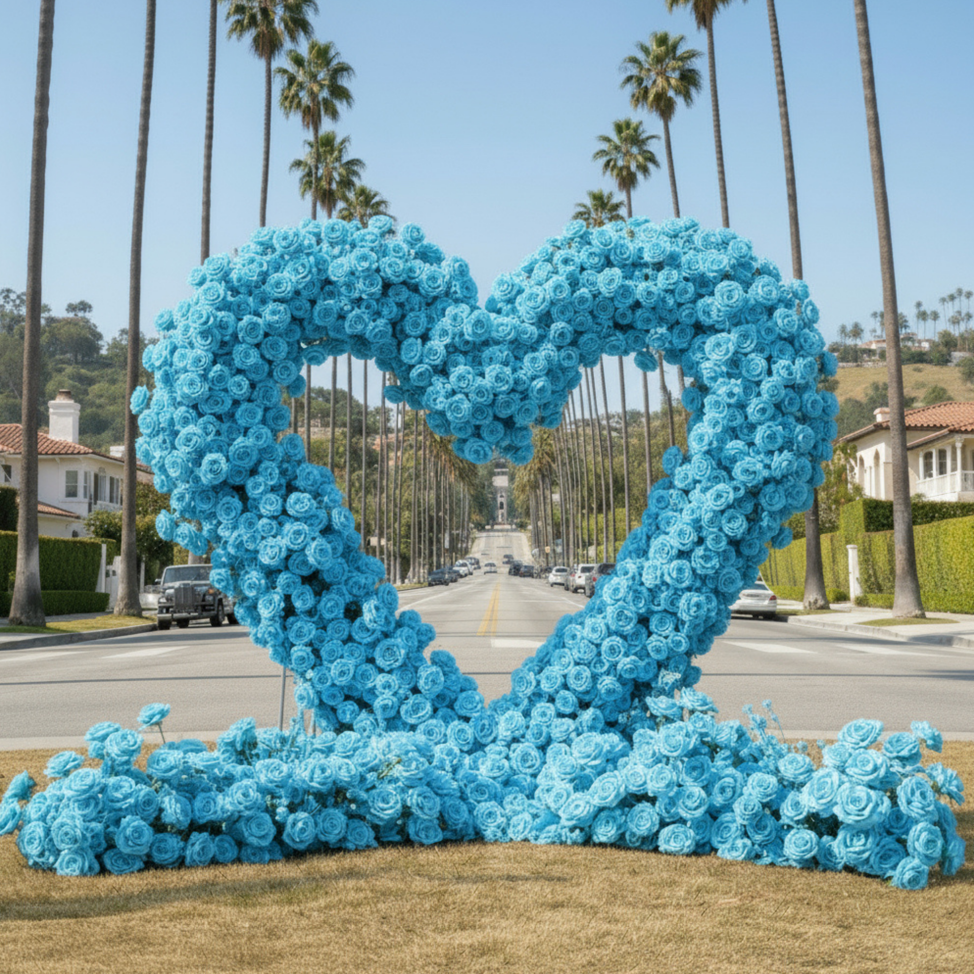 Light Blue Premium Deluxe Rose Heart Flower Arch #4921