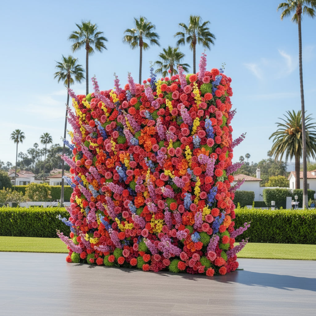 Into the Meadow Pink, Orange, Yellow, Purple and Green Wild Flower Wall Backdrop - 307