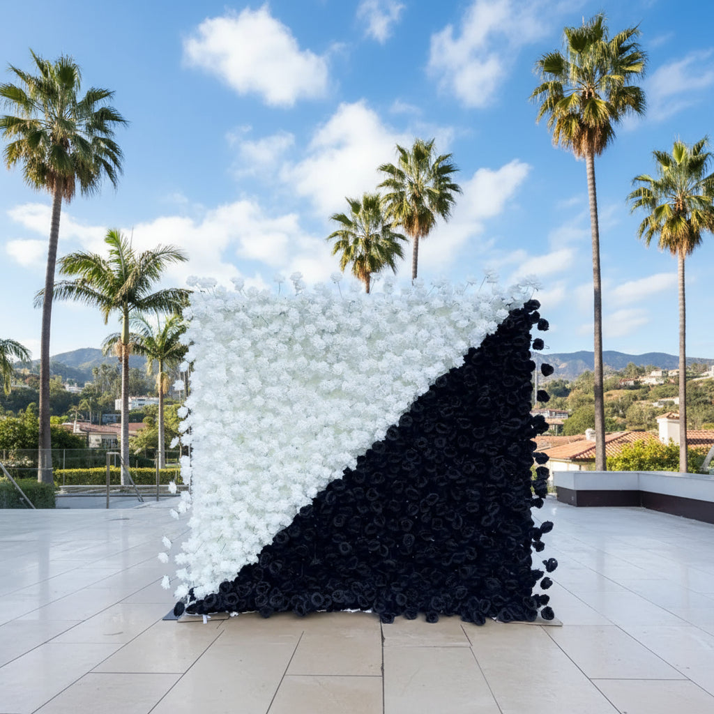 White & Black Premium Rose Floral Flower Wall - 210