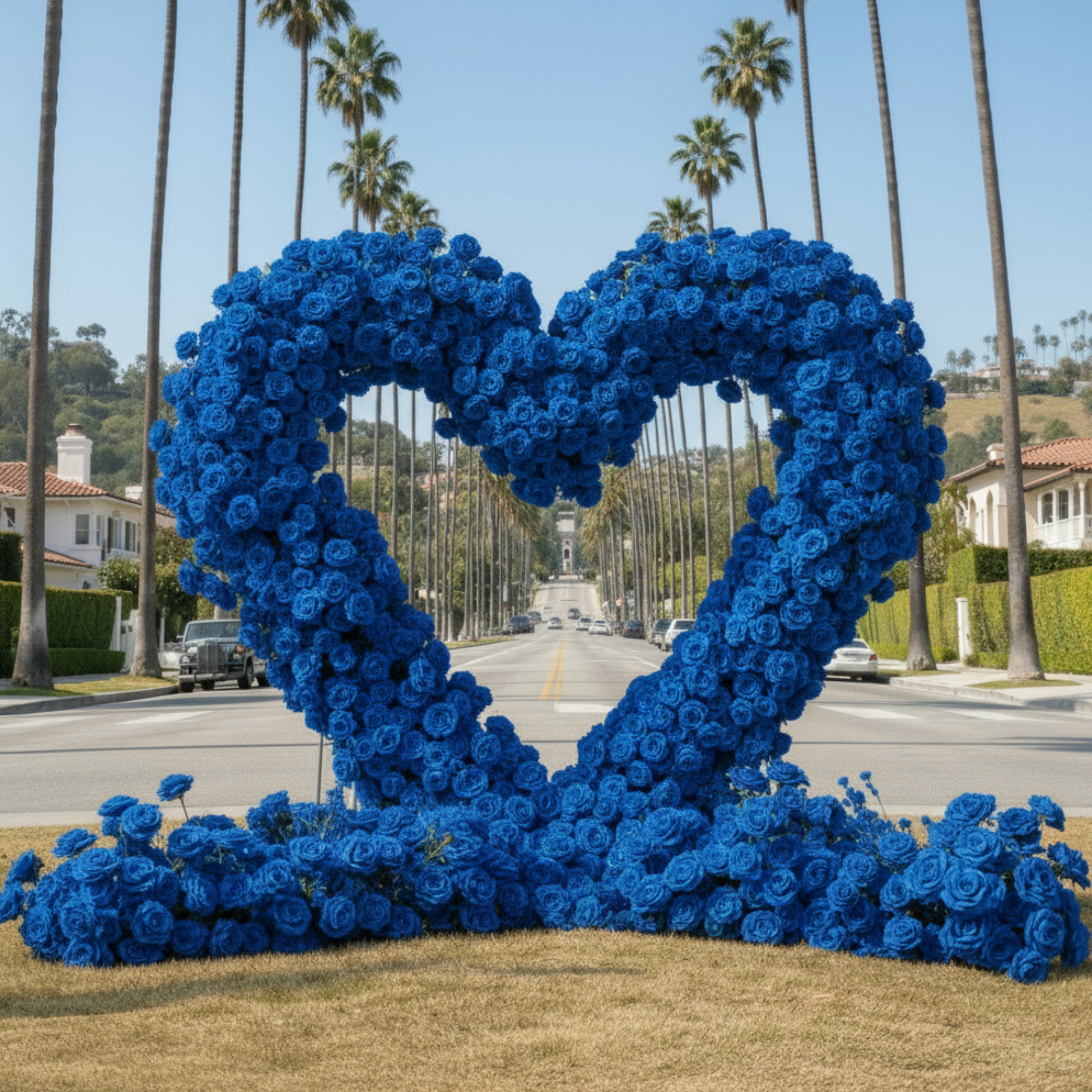 Dark Blue Premium Deluxe Rose Heart Flower Arch #4922