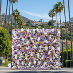 Dripping White, Orange, Yellow and Purple Premium Flower Wall - 221