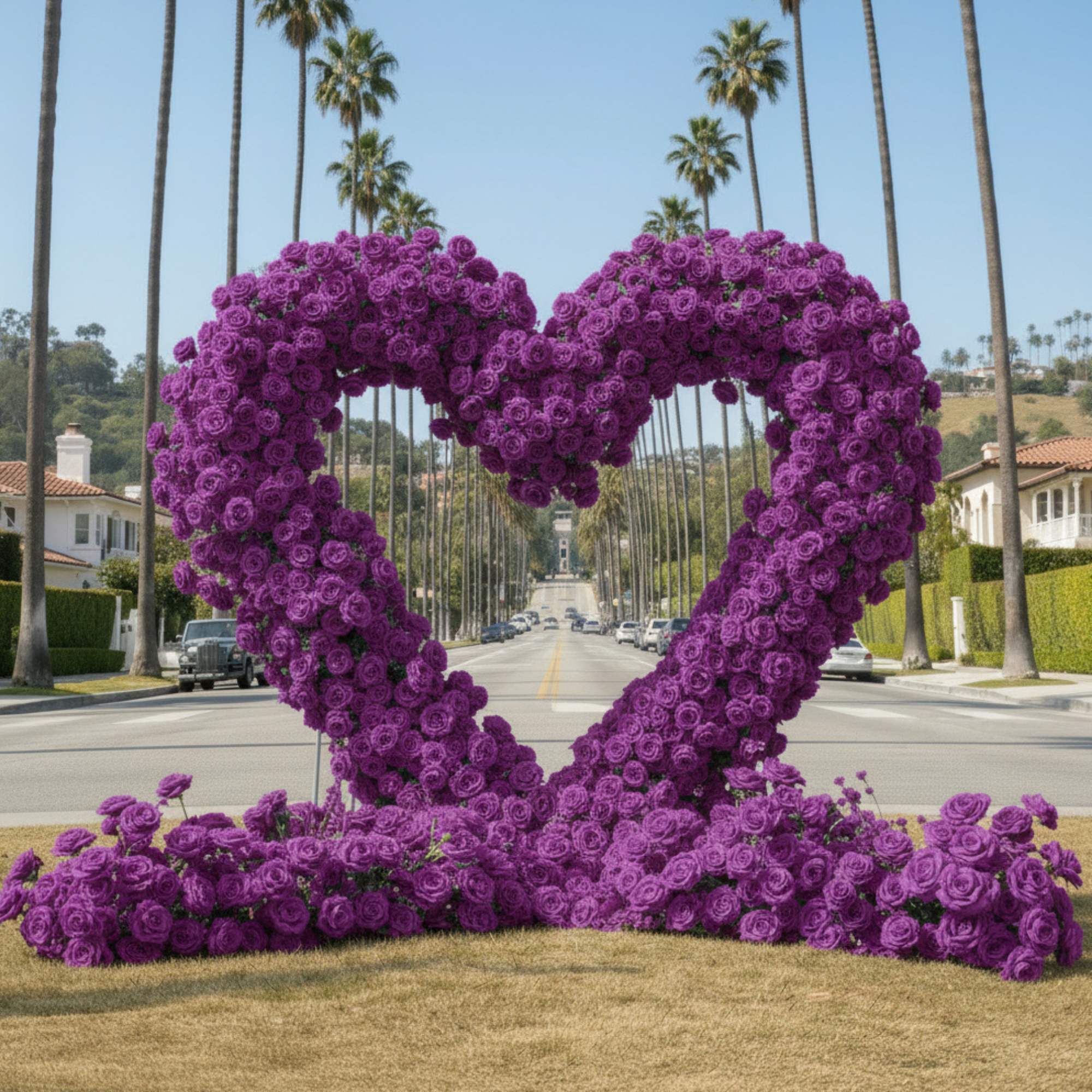 Purple Premium Deluxe Rose Heart Flower Arch #4923